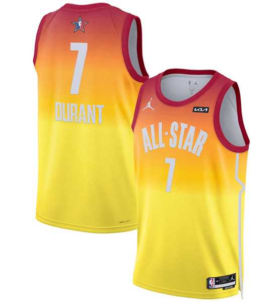 Men%27s 2023 All-Star #7 Kevin Durant Orange Game Swingman Stitched Basketball Jersey Dzhi->2023 all star->NBA Jersey